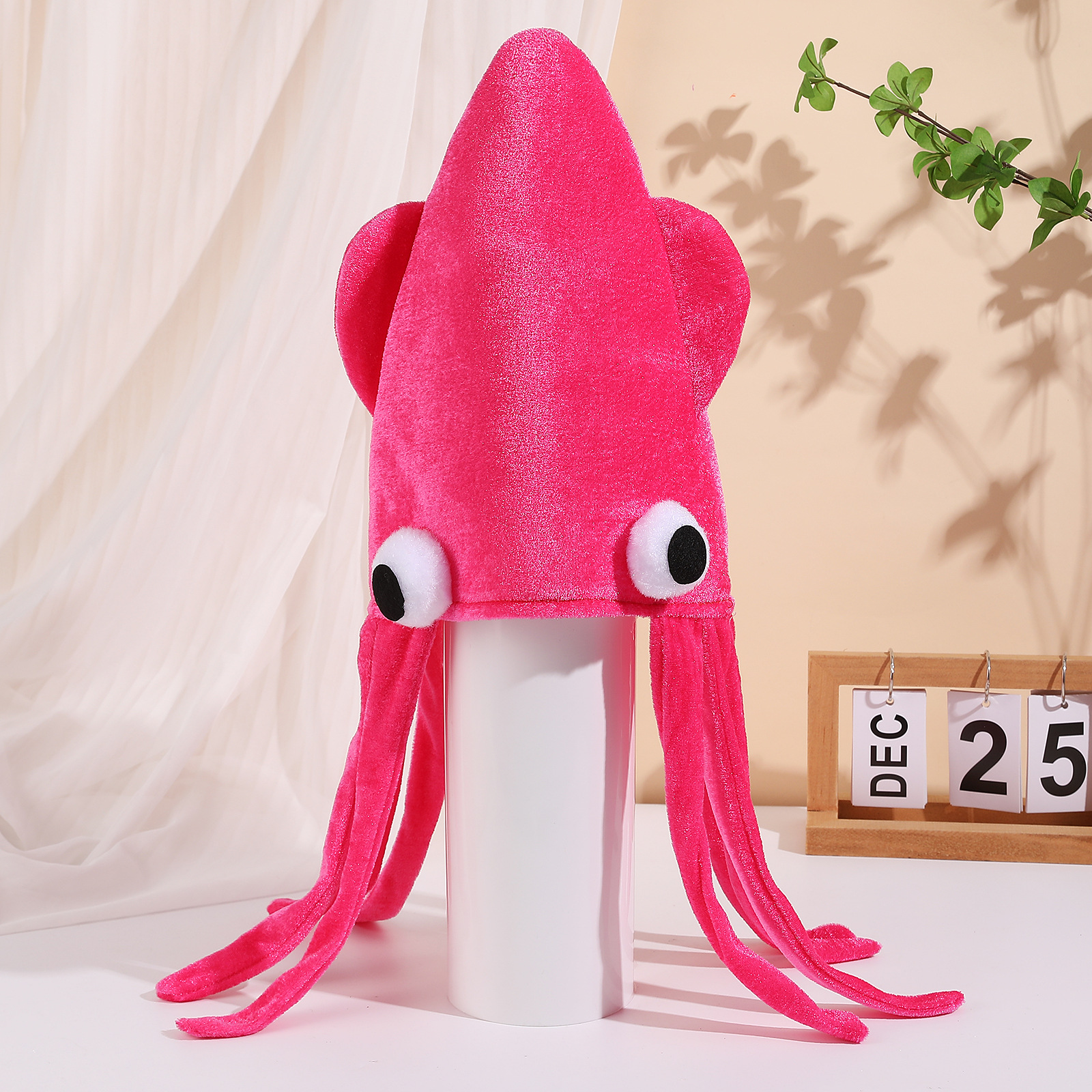 Gorro de pulpo de terciopelo dorado rosa