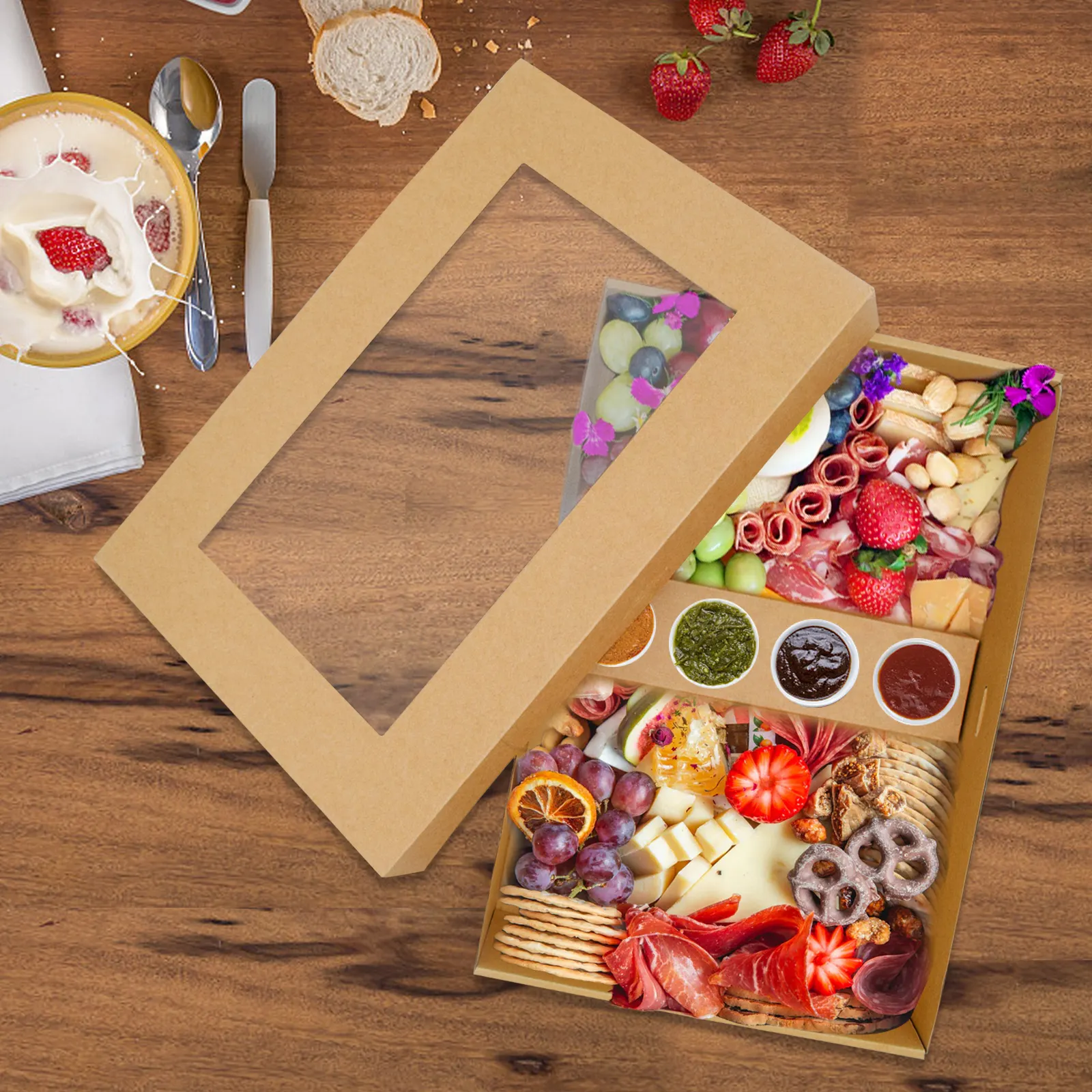 Boîte de plateau de collation personnalisée en gros, emballage boîte de noix BoxCandy dîner pique-nique cadeau bébé fête gring boîte