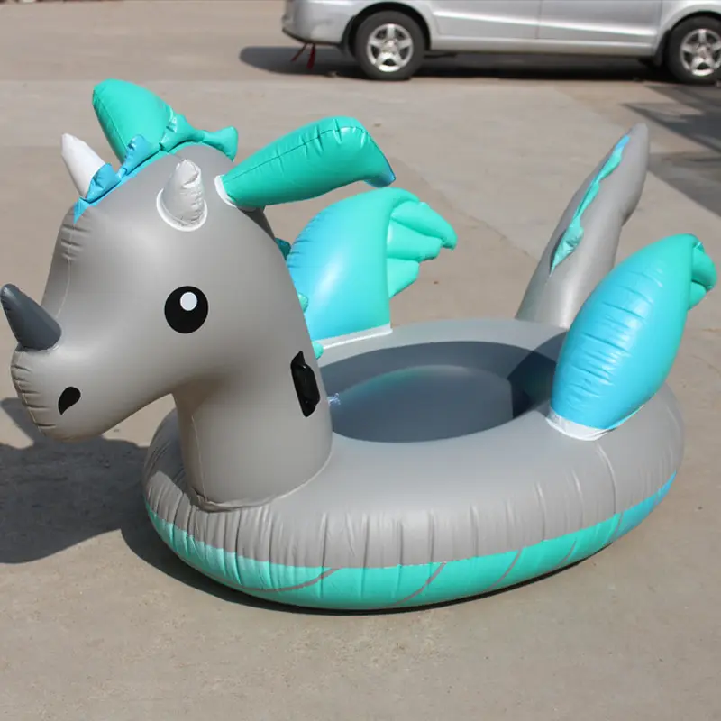 Flutuador de prata para piscina, flutuador de dinossauro para jardim, dragão inflável gigante, novidade para adultos