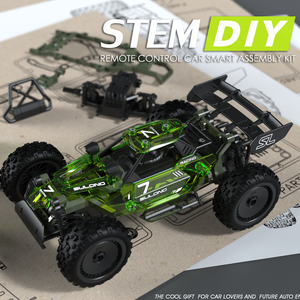 STEMビルディングおもちゃ3in1教育用RCレーサーセットリモートコントロールカーモデルアセンブリ早期学習ブリックロードスターキット74個 - Product Image 3