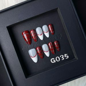 Handmade 10pcs Almond Design Press-On False Nails Long ABS Material Square Stiletto Model Custom Reusable for Girls Long <strong>Tips</strong> - Product Image 3