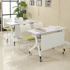 Rotating &amp; Foldable School Furniture <strong>Computer</strong> Desk with Plastic Wheels for Office Activity &amp; Training - Product Image 1