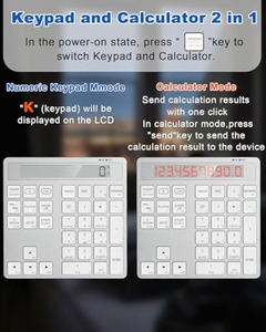 Calculadora de teclado numérico 2 en 1 Bluetooth inalámbrico Bluetooth teclado numérico calculadora teclado numérico para contabilidad - Product Image 4