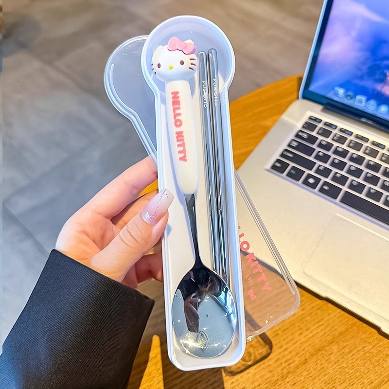Sanrio stainless steel chopsticks and spoon-hello kitty