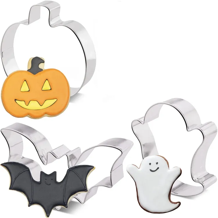 Halloween Bat Ghost Cookie Cutter Aço Inoxidável Halloween Jack-O-Lantern Abóbora Cookie Cutters