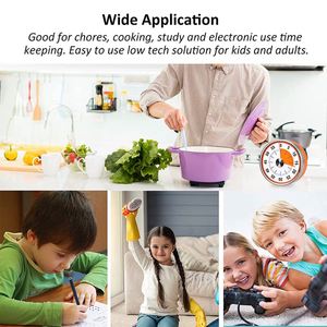GU timer da cucina da 60 minuti timer analogico visivo con allarme conto alla rovescia meccanico per riunioni in aula di studio per bambini - Product Image 6
