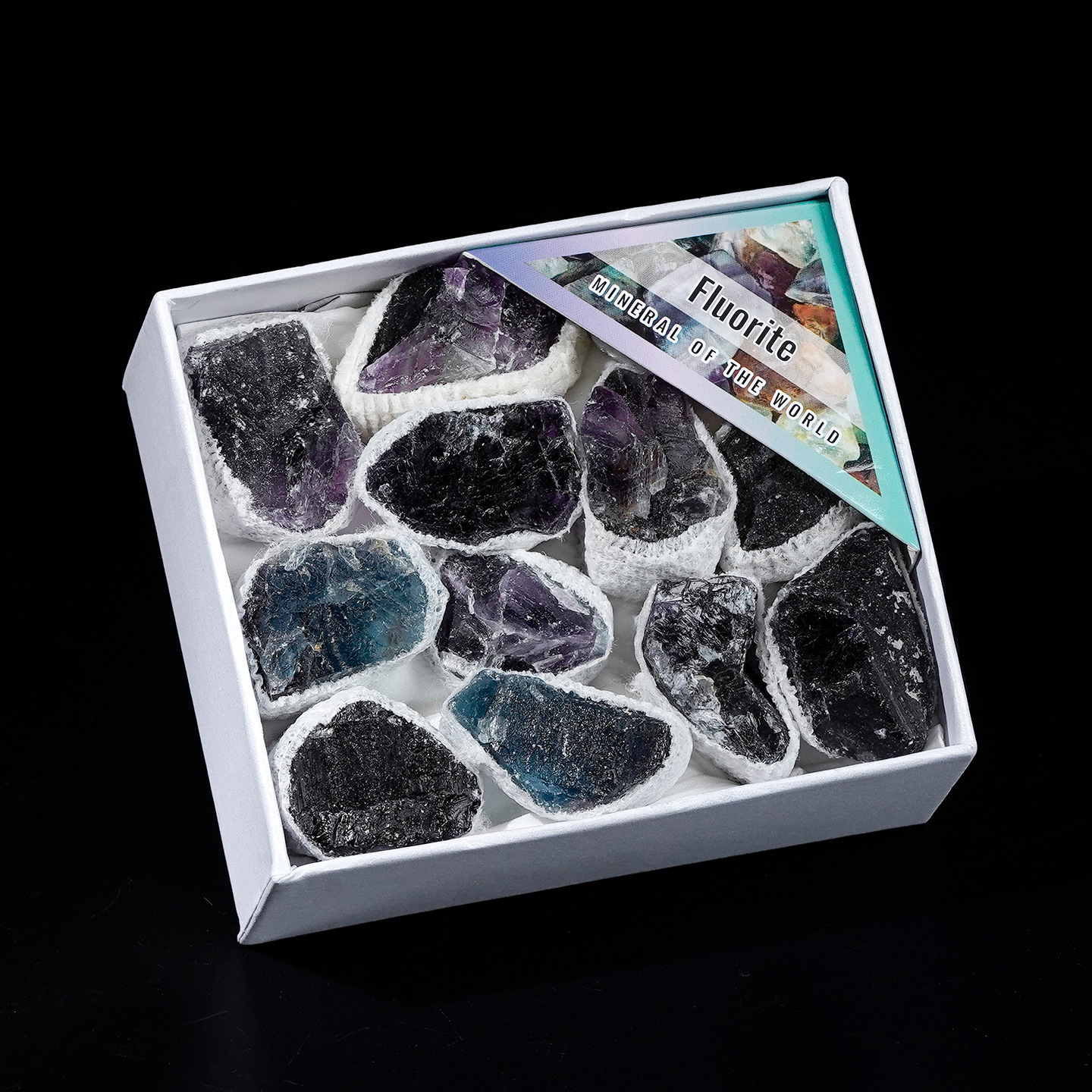 Piccola confezione regalo bianca: fluorite viola