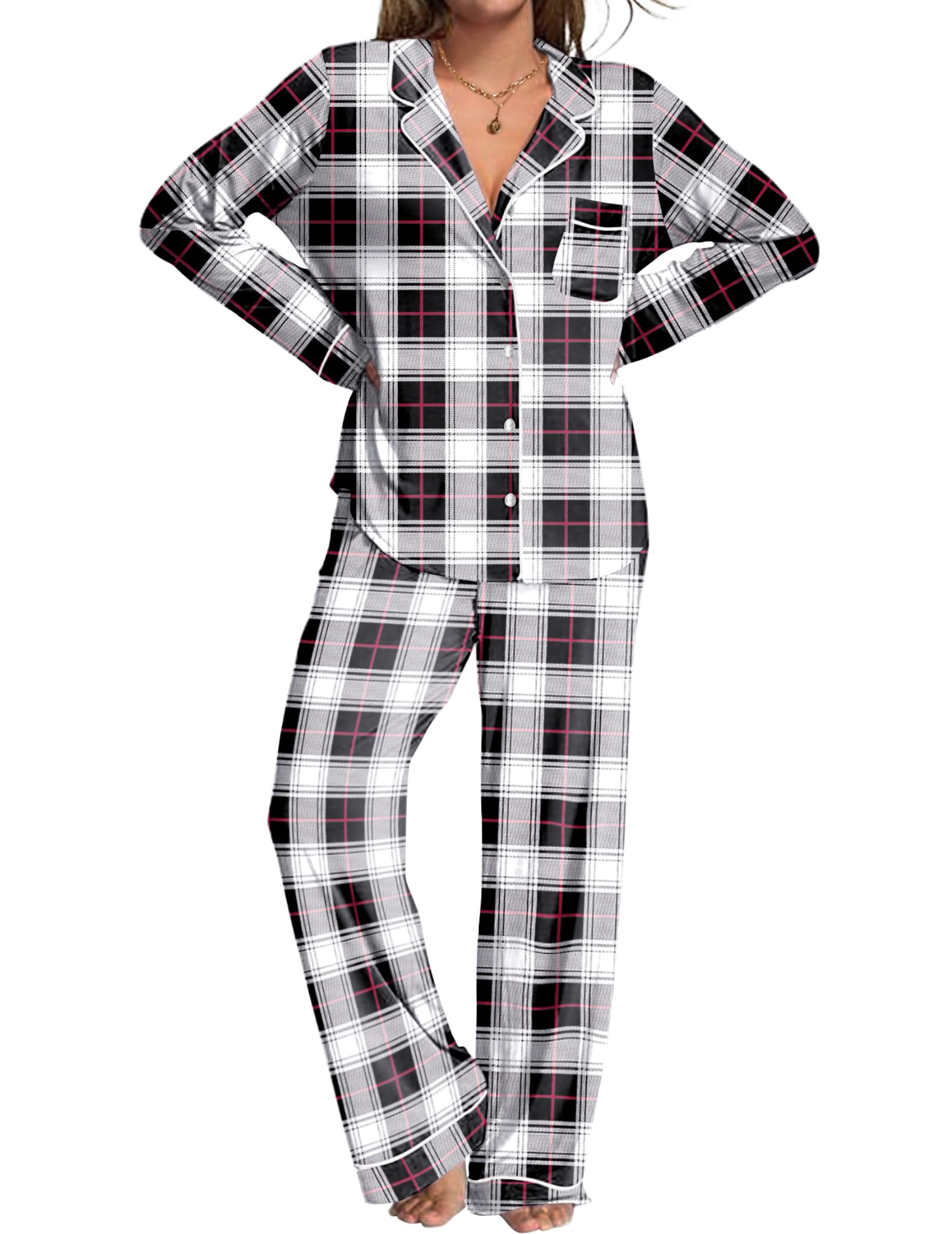 B_blanc Plaid noir