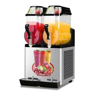 自動冷たいフルーツジュース2x15リットルタンクボウル冷凍ドリンクスラッシュアイスカップシェイクマシン家庭用ぬかるみメーカースムージー