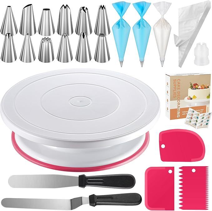 Set di strumenti per decorare torte da 71 pezzi, rosa