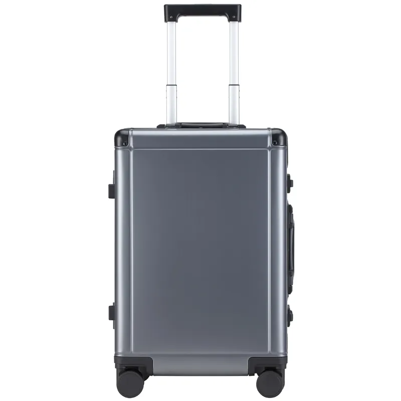 Koper bagasi aluminium 20 inci uniseks, koper troli aluminium penuh bepergian 24 inci aluminium modis 100%