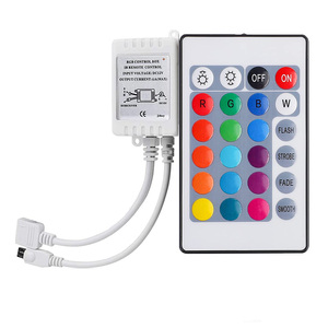 Control remoto IR de 24 teclas, tira de LED RGB, controlador PWM de alta potencia, 12V, 24V, 6A, paquete blanco, caja inalámbrica, Infra 24A, RGB inalámbrico - Product Image 1
