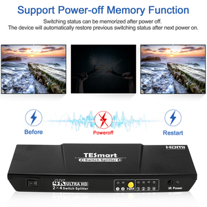 TESmart 2 Eingang 4 Ausgang HDMI Switch Splitter 2 X4 HDMI Matrix Unterstützung 4K 30HZ Unterstützung EDID CEC Video Switcher