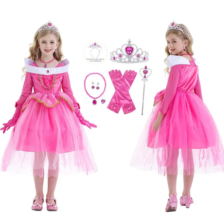 Fantasia aurora da bela adormecida, para crianças, traje de halloween, cosplay, meninas, princesa, frock, tema, aniversário, vestidos extravagantes, venda imperdível