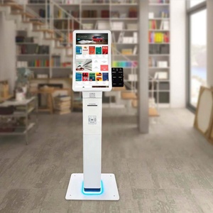 Özel fonksiyon parçaları boyutu 23.6/32 inç yüz kamera parmak izi/kart okuyucu kredi ve dönüş self servis kiosk kütüphanede