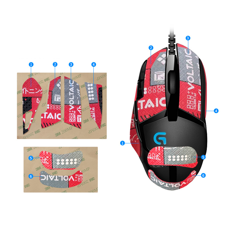 1pcs tout compris souris autocollant-rouge