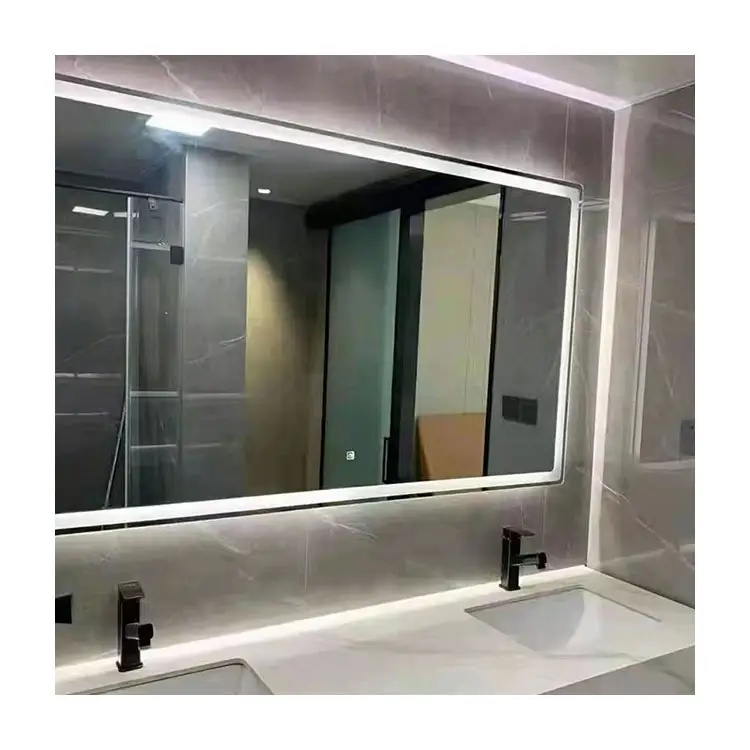Accesorios de baño Rectangular Hotel Led Espejo de baño con interruptor de pantalla táctil Led Espejo de tocador