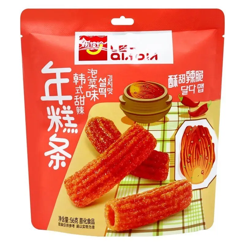 LEQIAQIA chips 56g collations en gros collations causales coréen doux et épicé saveur de kimchi aliments soufflés bande de gâteau de riz croustilles