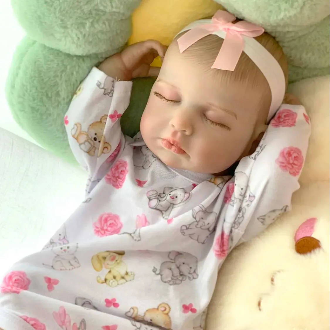 18 Polegada Macio Amarelo Todos Suave Lavável Olhos Móveis Silício Realista Heart Beat De Conpleto Reborn Dolls