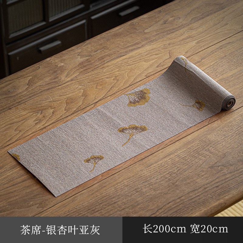 Alfombra de té de 2 metros - hoja de ginkgo gris - 20 cm de ancho