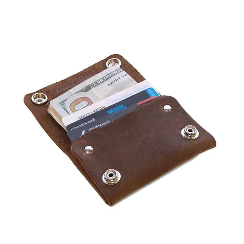Kartvizit deri tutucu çılgın at hakiki deri özel debossed LOGO 2021 fabrika mens listic listic cüzdan kart tutucu