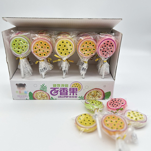 OEM订单批发定制水果形状的甜棒棒糖草莓西瓜形状的硬糖