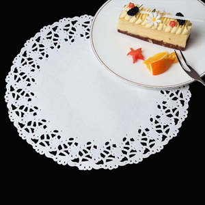 חד פעמי 14 "עגול לבן רקמת קייטרינג רקמת סולות plemats מלבן עוגת תחרה דוילי קישוט - Product Image 5