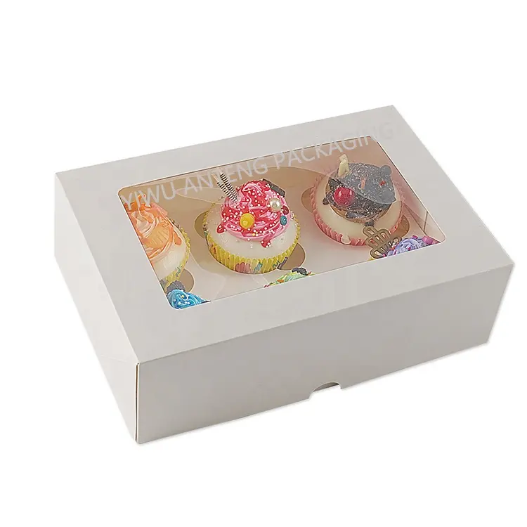 Caixas de lembrancinhas personalizadas para festa de aniversário, em atacado, branco, marrom, 6 12 buracos, caixas de cupcake com janela