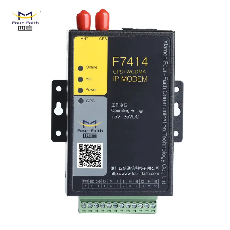 F7414 مودم 3G مع نظام تحديد المواقع واجهة RS232 RS485 الرقمية I/O التناظرية المدخلات دعم TCP/IP لنظام إنذار ونقل البيانات
