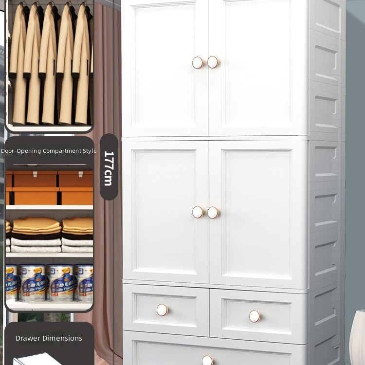 65cm wide-double doors-2 small drawers-1 large drawer-white