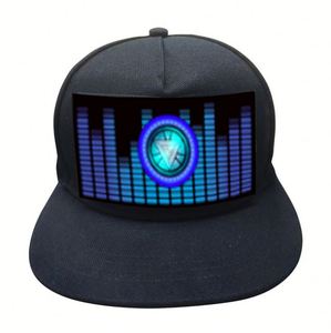 カスタムアニメーションライトロゴキャップEL LED点滅音起動野球帽お祝いパーティーのお気に入り & 帽子プロモーション - Product Image 4