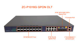 ZC-P1016G 16ポートGPON OLT 8xGE 4x10G SFP + PoEとファイバーネットワーク通信FTTH一括注文キャリアグレードサポートに使用 - Product Image 4