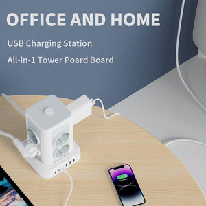 EU Standard <strong>Multi</strong>-Function <strong>European</strong> Power Strip <strong>With</strong> USB Type-C Tower Power <strong>Socket</strong> Overload Protection Germany <strong>Extension</strong> <strong>Socket</strong>