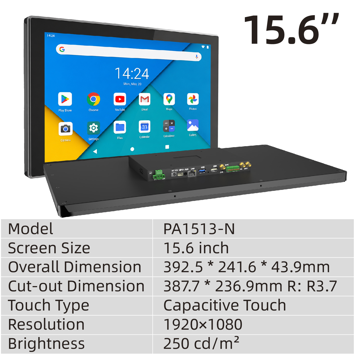 15.6" | Flush-Mount | Capacitive Touch | Power Adapter Included