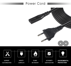 รูปที่8ช่องเสียบสายเคเบิลขั้วต่อสายไฟแบบแบน Iec320ปลั๊กสายไฟสองง่ามสำหรับ2PIN AC แบบยืดหดได้ CEE7สั้น/16 EU เข้ากับ C7 - Product Image 4