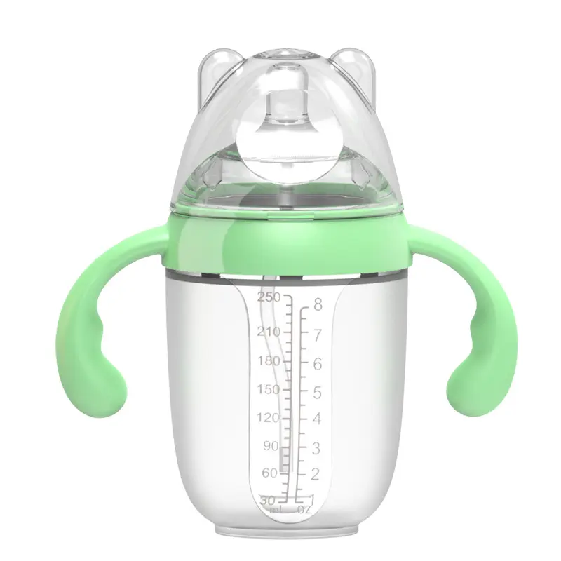 Dispositivo de destete para bebés de 150-250ml, botella de leche de silicona, boquilla de agua de silicona antihinchazón y anticaída, taza de agua, leche para bebés recién nacidos