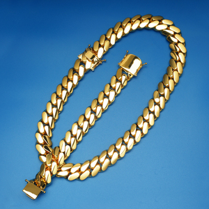 Toptan gerdanlık 18k altın özel altın küba Link zinciri 24k altın küba Miami zinciri 20mm Miami küba zincir kolye - Product Image 3