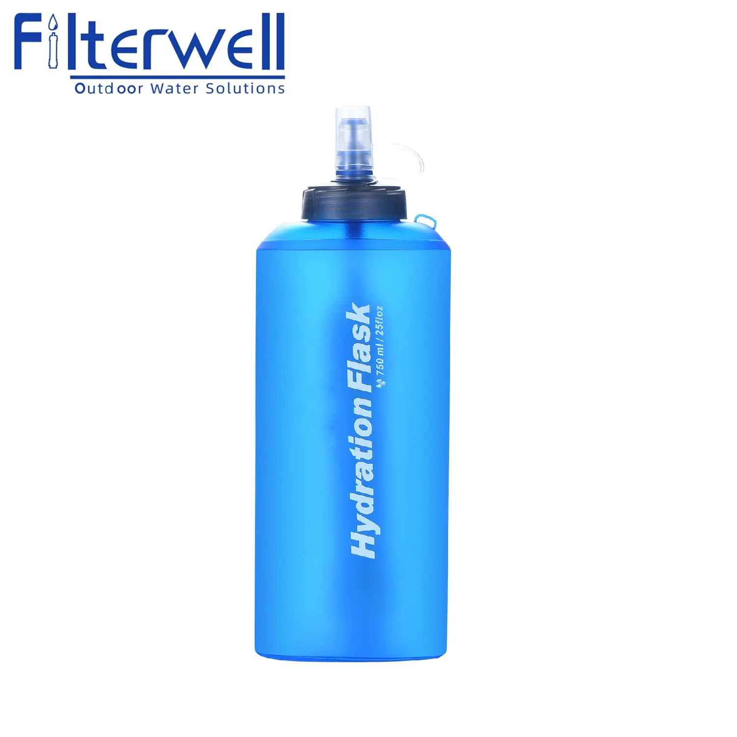 Filterwell-botella blanda plegable para correr, bolsa flexible para exteriores con filtro de filtración de agua, matraz de hidratación de paja