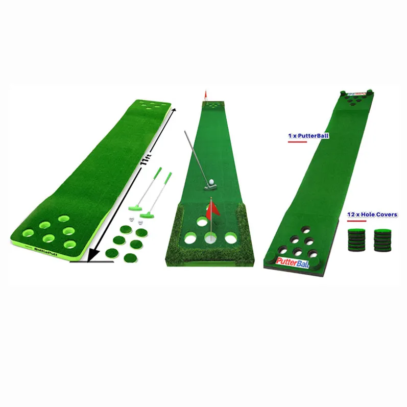 12 Holes Groene Golfmat Spelset Met Covers Indoor/Outdoor Korte Game Trainer Voor Kantoorfeesten En Achtertuinen