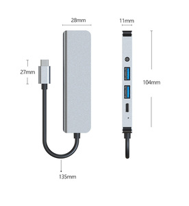 5合1集线器USB C型HDMI兼容多端口适配器，带输出USB 3.0 2.0音频USB C PD充电端口 - Product Image 4