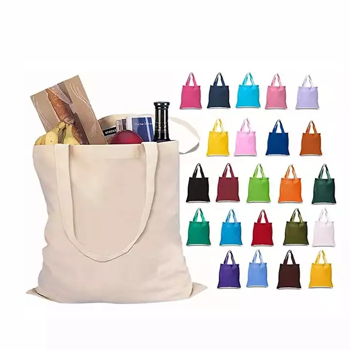 Eco Friendly Reusable Custom Plain Cotton Canvas Tote Foldable Shopping Bag With Custom Printed Logo