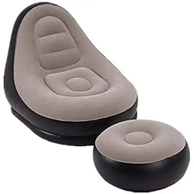 chaise relax foam filled bean bag inflatable lounge beanbag chair with footrest white gray sofas set furniture