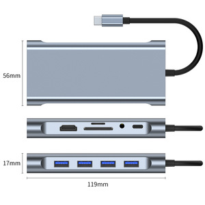USB 3.0 Hub <strong>VGA</strong> HDTV Hub Type-C/M 11 in 1 USB 3.0 Type-c Multiport Data Video Audio <strong>Output</strong> <strong>Computer</strong> Adapter SD/TF Card Reader - Product Image 5