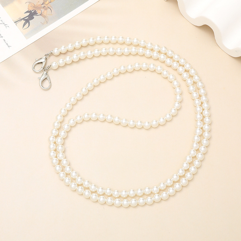 Cadena para bolso bandolera de perlas de 8 mm (hebilla plateada)