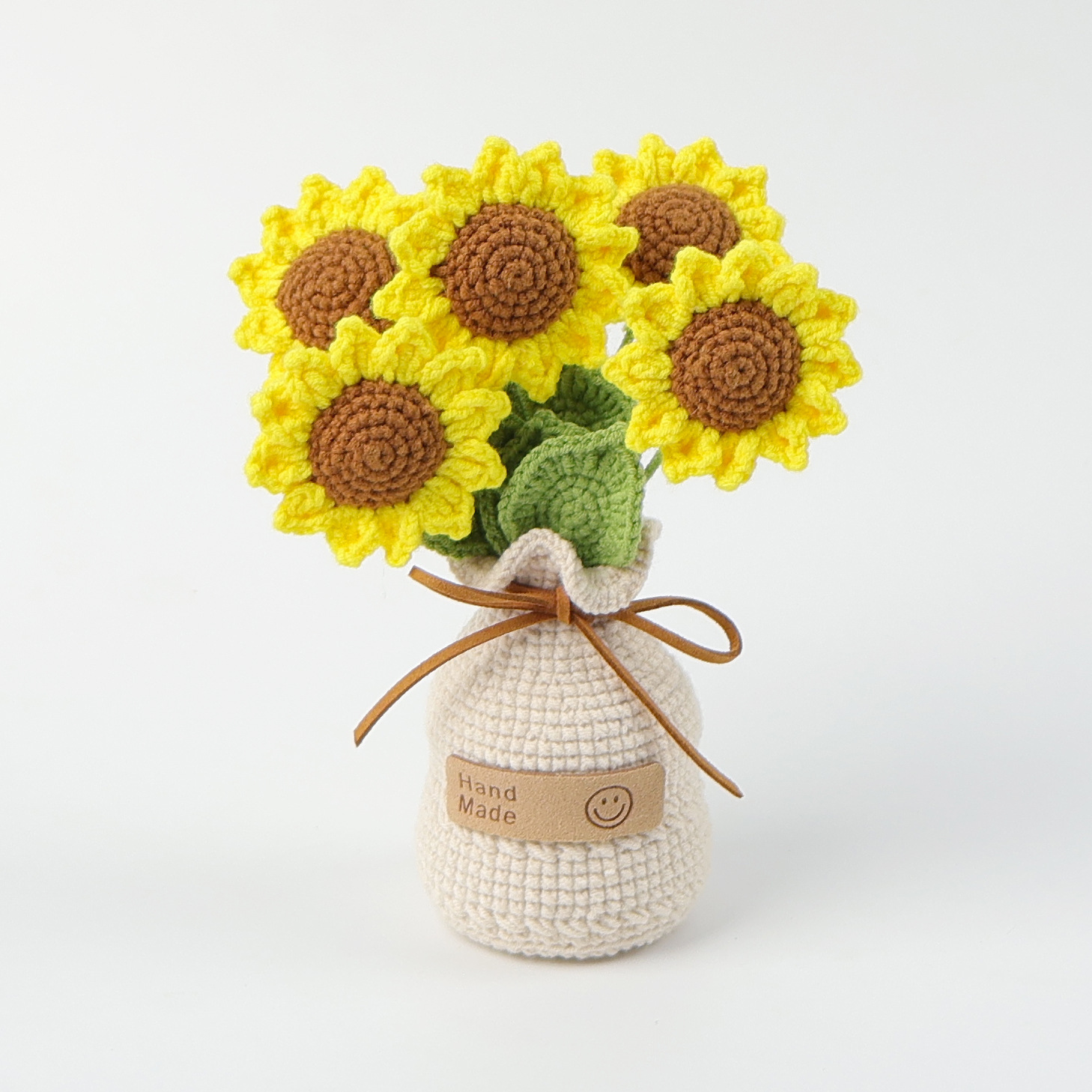 5 head sunflower potted wool vase base