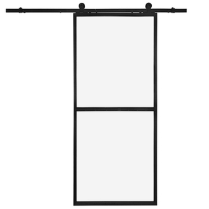 Scheunentor aus gehärtetem Glas 2m Stahls chiene Hochleistungs-Schiebe system Modernes Design Einteiliges Vollglas-Scheunentor-Hardware-Kit - Product Image 2