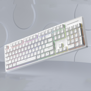 Teclado ergonómico Teclado mecánico con cable USB blanco y negro de 104 teclas con iluminación a color - Product Image 3