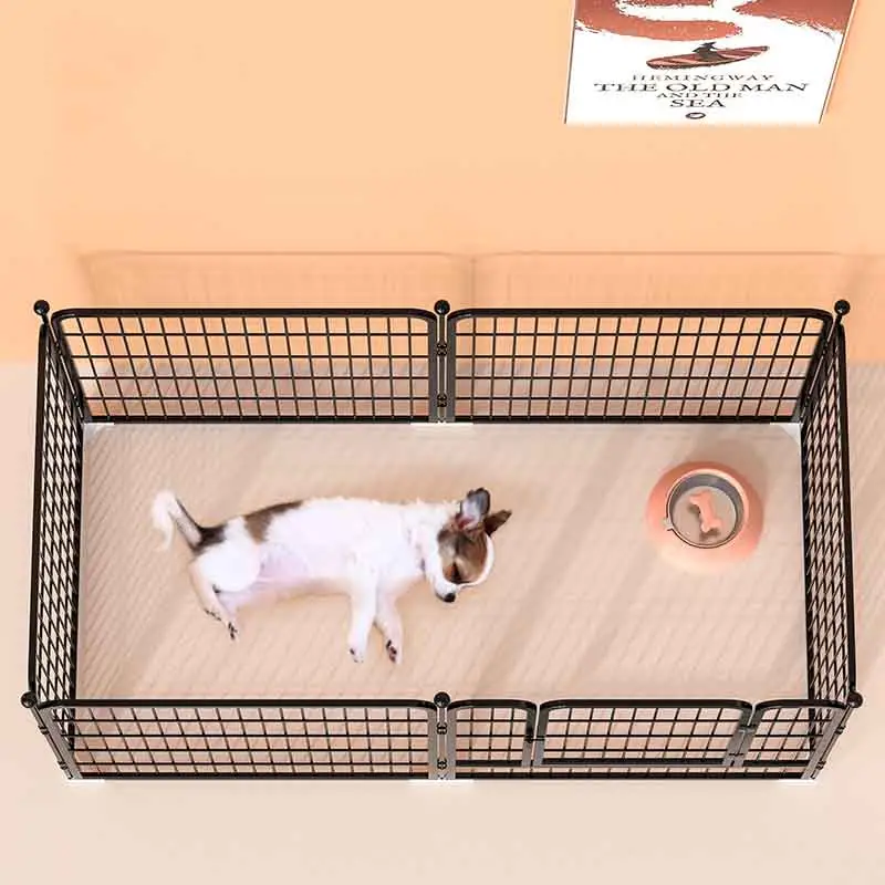 פאנל גדר כלבים עשוי צינור פלדה וחוט ברזל עמיד גדר חוט כלב גור כלב מתקפל לול לחיות מחמד מקורה