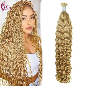 Fh 12Inch-26Inch #27 Tóc Vàng Ý Xoăn Số Lượng Lớn Bện Cabelo Trinh Nữ Nhân Tóc Không Có Sợi Ngang Cho Bện Phần Mở Rộng Tóc - Product Image 1