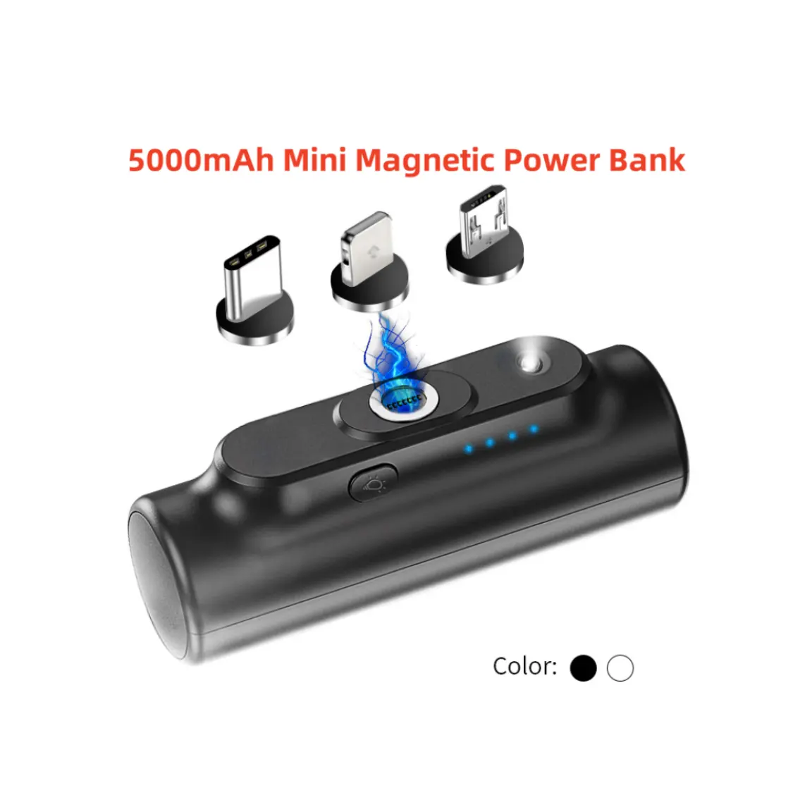 Suministro de fábrica Banco de energía inalámbrico personalizado de 5000 mAh con 3 piezas de succión magnética 3 en 1 Mini Paquete de batería portátil magnético